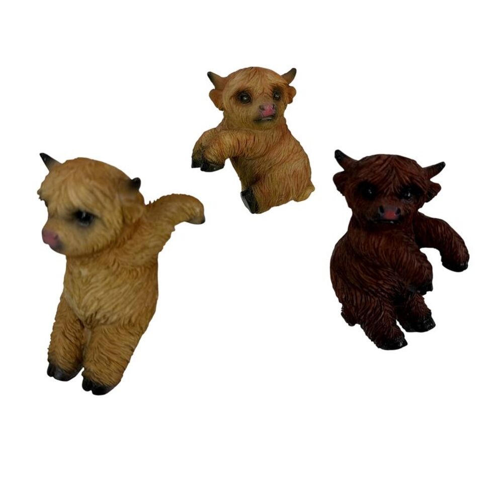 Highland Cow Pot Hangers Set of 3 Resin Farmhouse Planter Edge Figurines